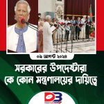 সরকারের উপদেষ্টারা কে কোন মন্ত্রণালয়ের দায়িত্ব পালন করবেন