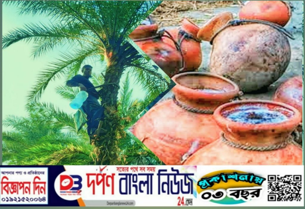 লালমনিরহাটে ঘন কুয়াশা আর হিমেল হাওয়ায় কদর বেড়েছে খেজুর রসের।