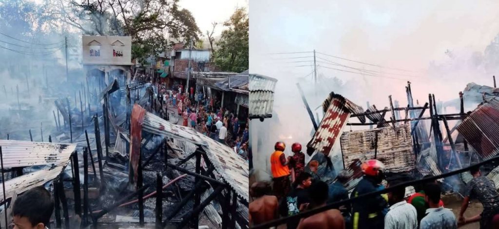 বান্দরবানে আগুনে পুড়ে ছাই ৫০টি দোকান ও বসতঘর